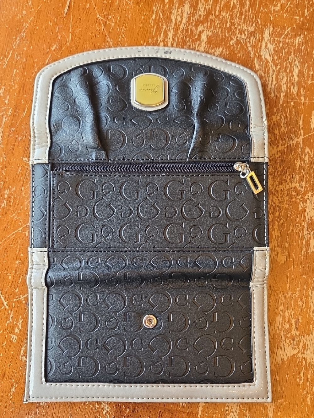 Guess Leather Wallet Organizer - Black with Gray Trim